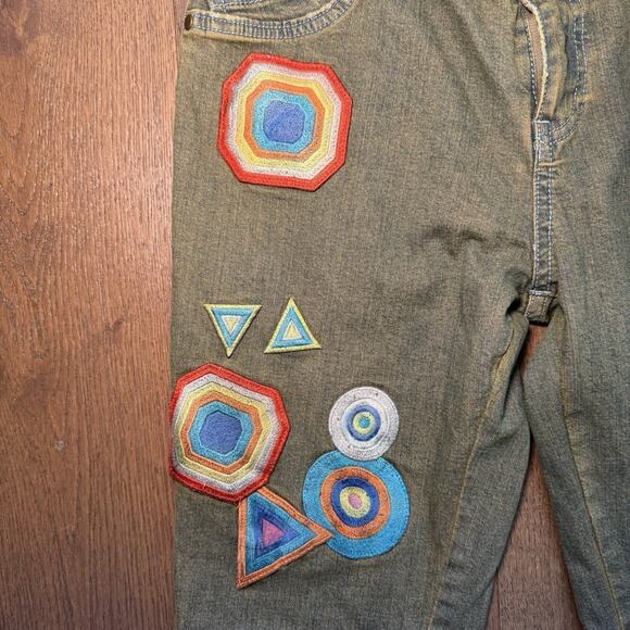 REVOLVE Chaser women's 30 Boho Patched Denim Jeans Pants Retro - Picture 3 of 5